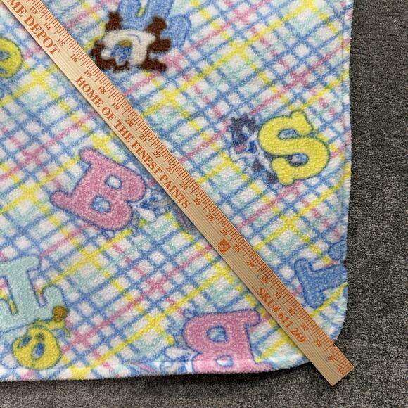 VTG Looney Tunes Baby Fleece Blanket Tweety Sylvester Taz Plaid Alphabet 28X26 - Picture 6 of 9
